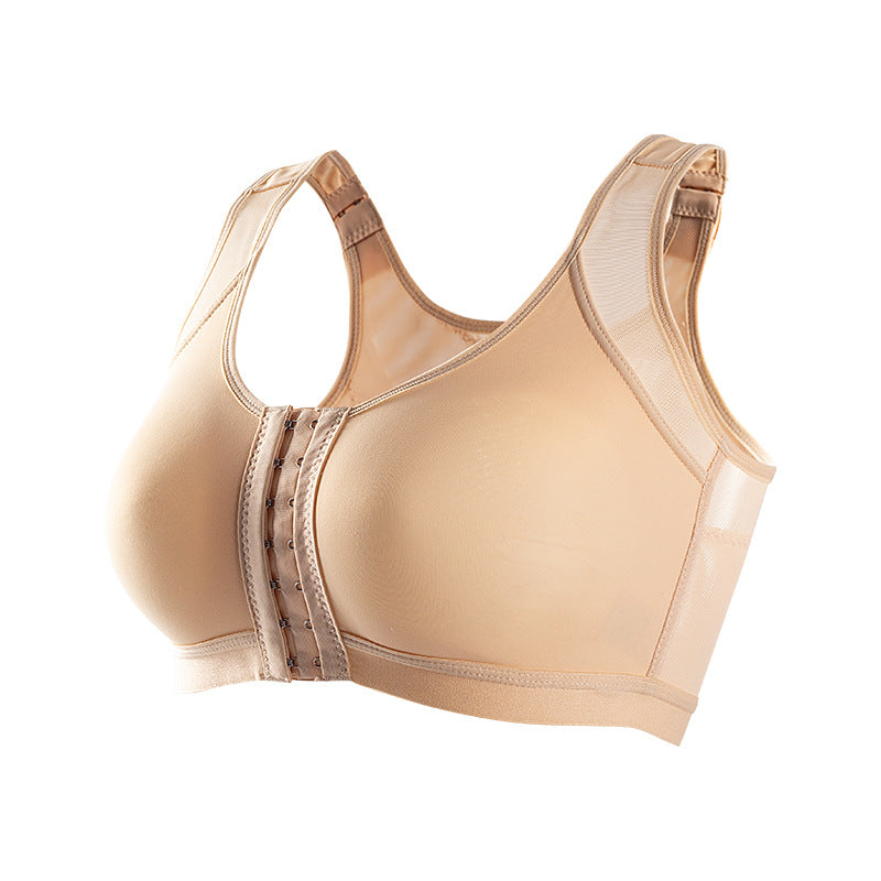 Front-Closure Mesh Wide-Strap Bra
