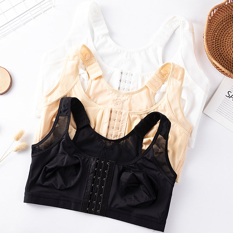 Front-Closure Mesh Wide-Strap Bra