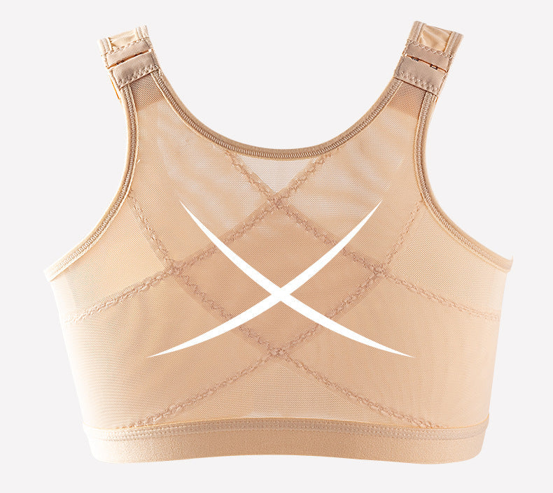 Front-Closure Mesh Wide-Strap Bra
